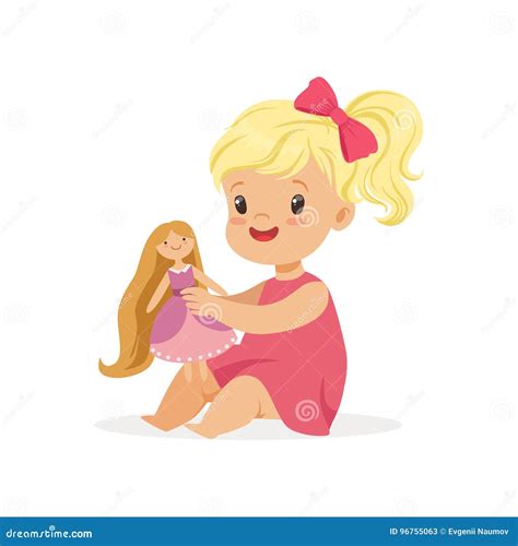 Illustrazione di una bambina che abbraccia una bambola