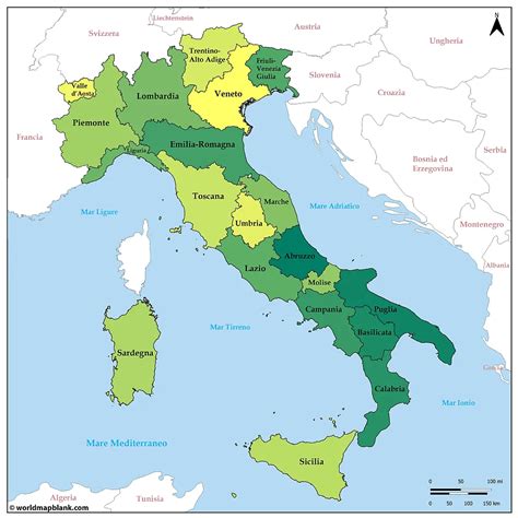 Mappa dell'Italia con evidenziate le regioni a maggiore produzione lattiero-casearia