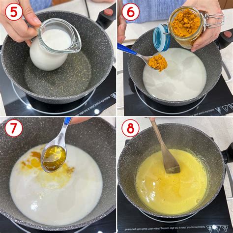 Illustrazione che mostra i passaggi per preparare il Golden Milk