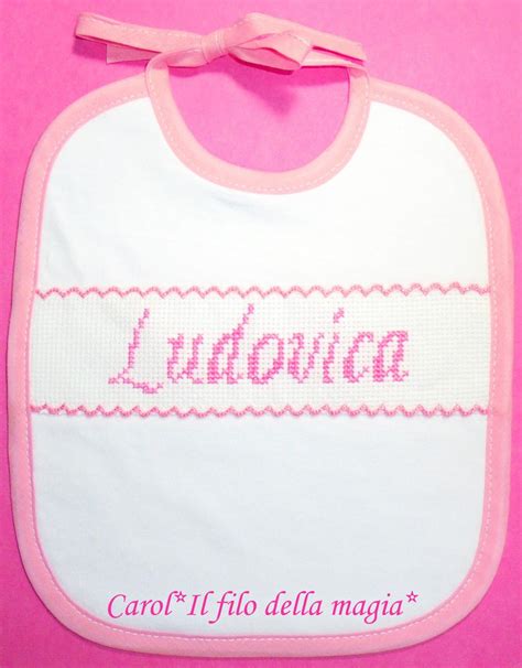 bavaglino punto croce nome personalizzato