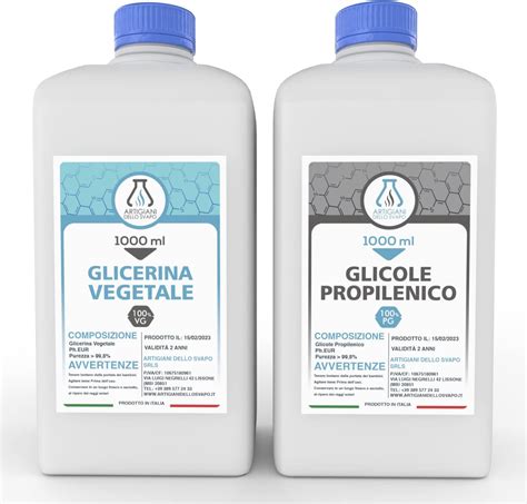 Diagramma molecolare del glicole propilenico e della glicerina vegetale