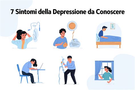 Infografica che elenca e illustra i sintomi fisici ed emotivi più comuni della depressione.