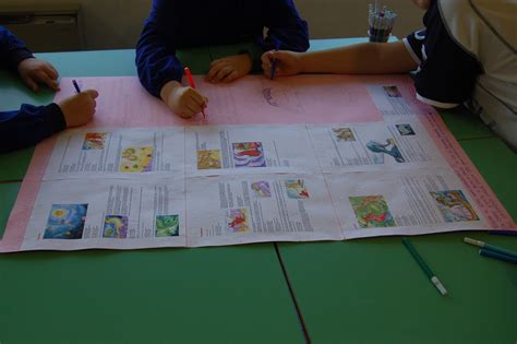 Bambini che lavorano insieme su un cartellone