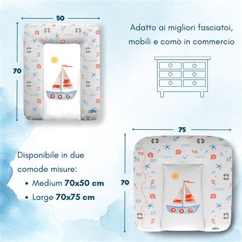 Schema con le dimensioni di un materassino fasciatoio