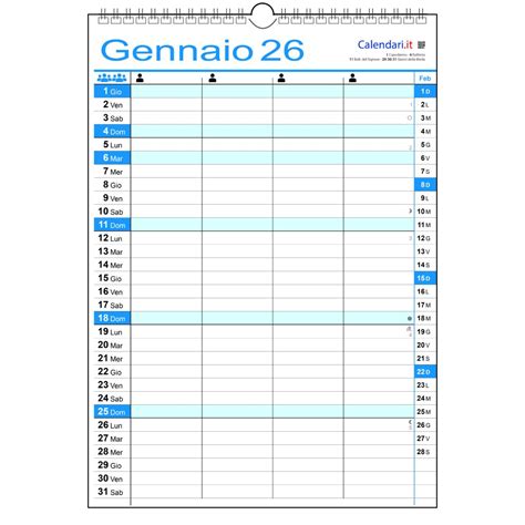 Calendario con un mese evidenziato