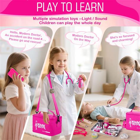 bambina con camice da dottoressa e stetoscopio
