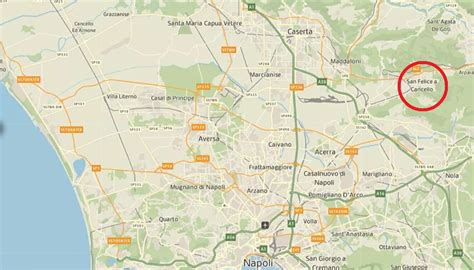 Mappa stilizzata della provincia di Caserta con evidenziati San Felice a Cancello e Aversa