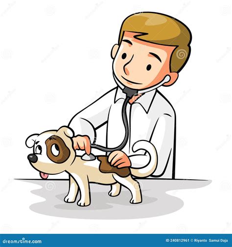 illustrazione di un veterinario che esamina un cane