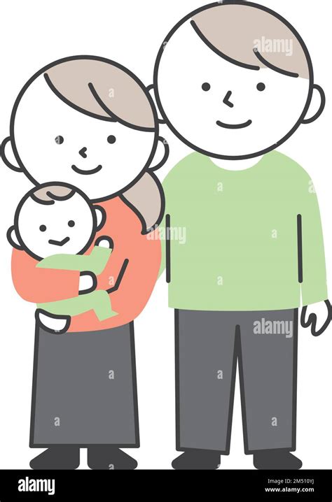 Illustrazione stilizzata di un padre e una madre con un bambino