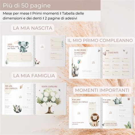 Pagina di un libro nascita con spazi per foto e scritte