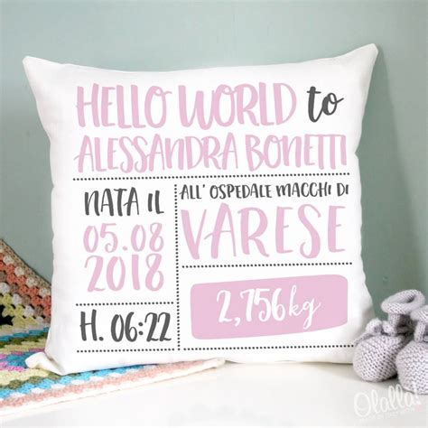 Cuscino personalizzato con nome di neonato