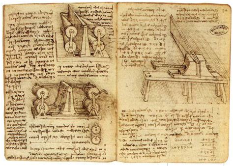 Manoscritto di Leonardo da Vinci con appunti e disegni