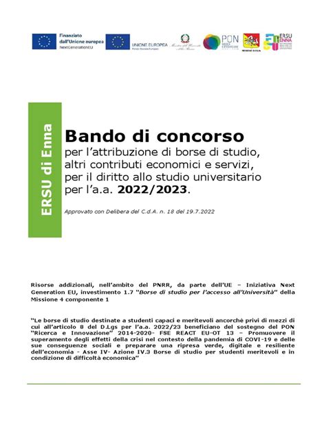 Copertina di un bando di concorso scolastico