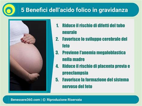 Infografica sui benefici dell'acido folico in gravidanza