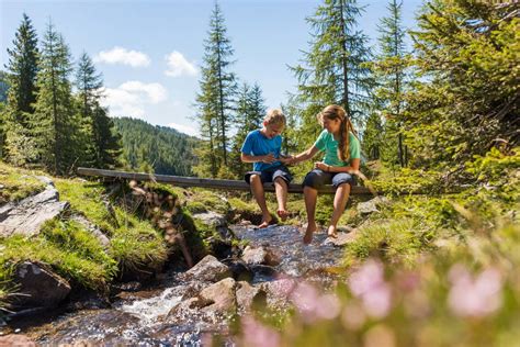 Famiglia che si gode la vista dalle montagne in Carinzia