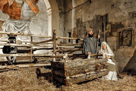Dettaglio di una mangiatoia in un presepe