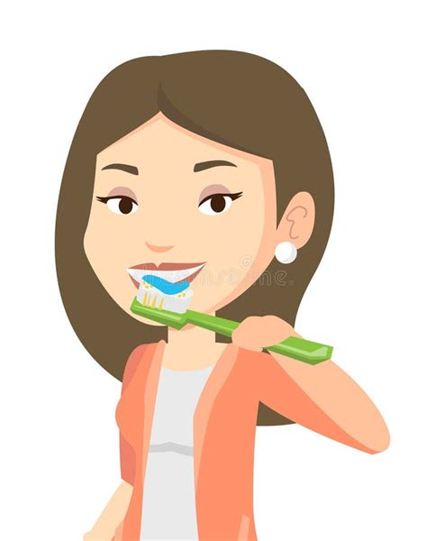 Illustrazione di una donna che spazzola i denti con cura