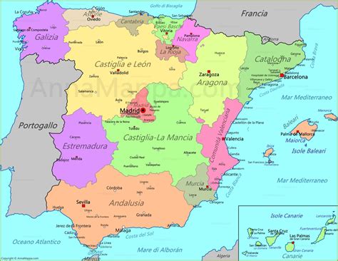 Mappa della Spagna con evidenziate le grotte paleolitiche