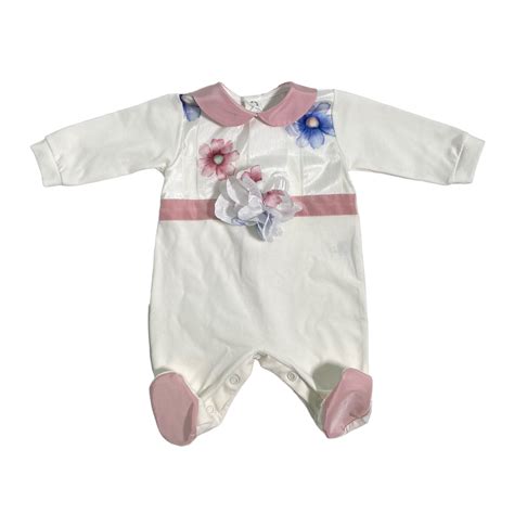 tutina neonata con ricamo floreale