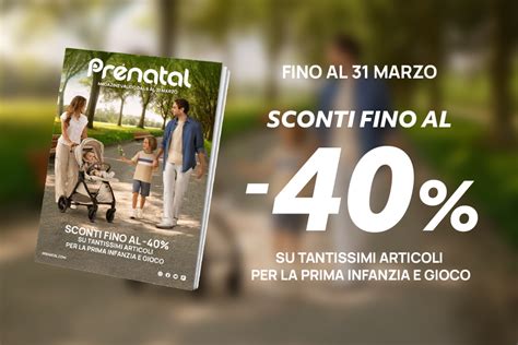 Volantino Prénatal con immagini di prodotti per bambini e abbigliamento premaman