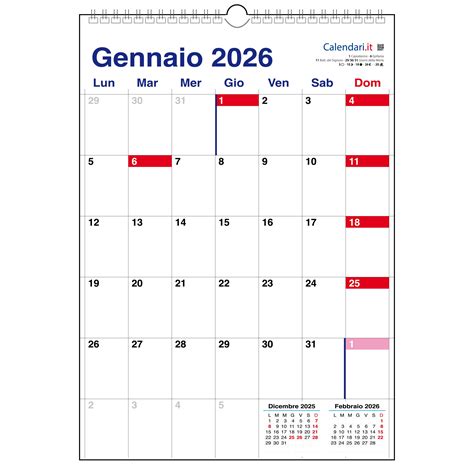 Calendario con evidenziati mesi