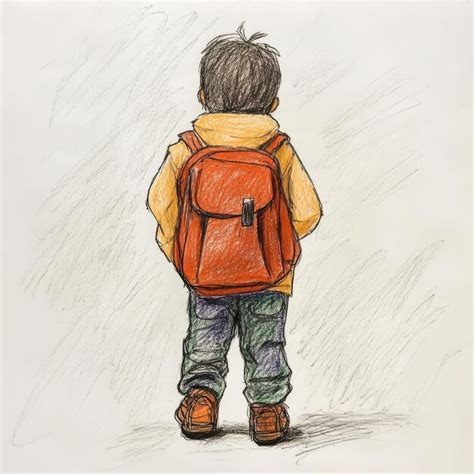Bambino con uno zainetto colorato in montagna