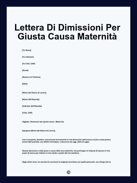 Diagramma di flusso che illustra le condizioni per le dimissioni per giusta causa e la documentazione necessaria
