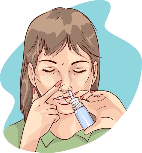 Illustrazione di un bambino che usa uno spray nasale e di uno che beve acqua