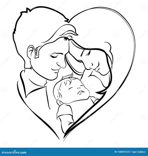 Illustrazione stilizzata di una famiglia con un neonato