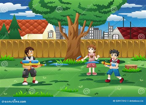 Disegno di bambini che giocano con le trottole in un cortile