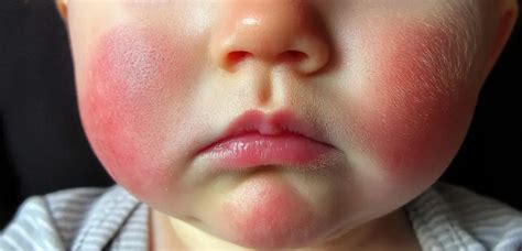 Bambino con guance rosse tipiche della quinta malattia