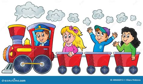 Bambini felici su un treno