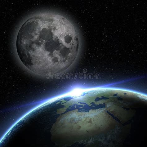 Illustrazione della Luna piena con la Terra