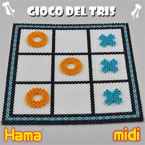 Gioco del tris realizzato con perline da stirare