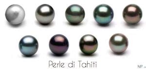 Perle di Tahiti con le loro distintive sfumature scure