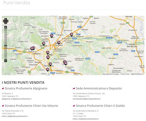 Mappa che indica la localizzazione dei vari punti vendita menzionati