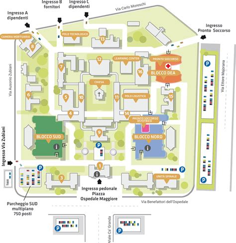 Mappa schematica dei reparti di un ospedale