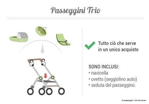 Componenti di un passeggino trio