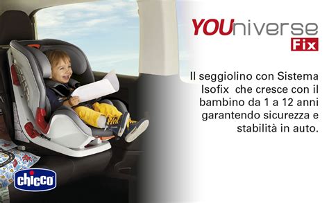 Schema di installazione del seggiolino Chicco YOUniverse Fix con Isofix e Top Tether