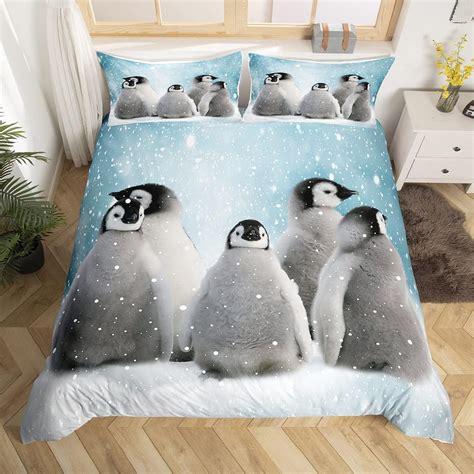 Copripiumino con motivo di pinguini e creature marine