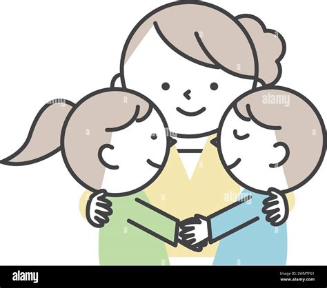 Una madre che abbraccia i suoi figli