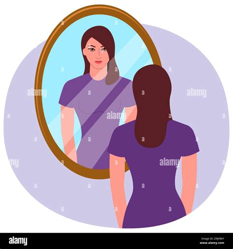 Illustrazione di una donna che si guarda allo specchio con un'espressione confusa