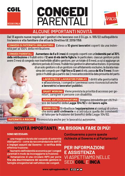 Infografica che illustra i diversi tipi di congedi parentali