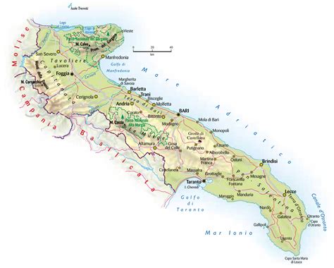 Mappa della Puglia con evidenziati i centri di PMA