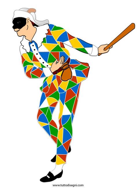 Disegno di Arlecchino con vestito a toppe