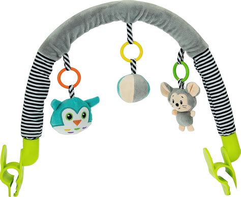 Arco giochi per passeggino con diversi giocattoli colorati