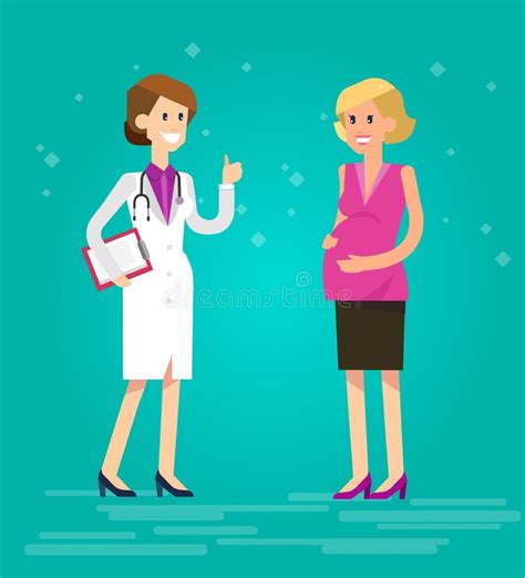 Illustrazione di una donna incinta che consulta un medico riguardo ai farmaci