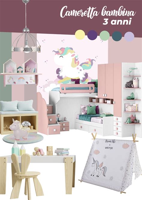 moodboard colori cameretta bambina