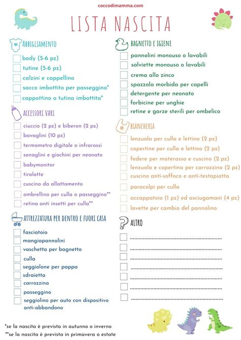 Lista di abbigliamento per neonato