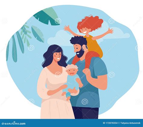 Illustrazione di una famiglia moderna con figli